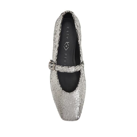 Katy Perry The Evie Mary Jane Flats Silver Metallic Glass Women's Size 6 NWT - Picture 2 of 9